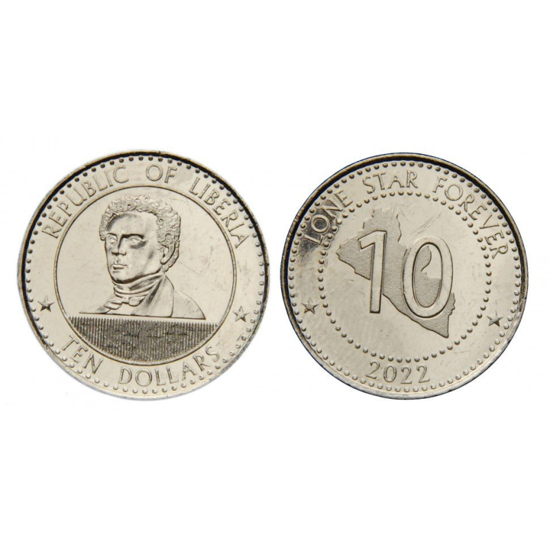 Либерия 10 долларов 2022 UNC