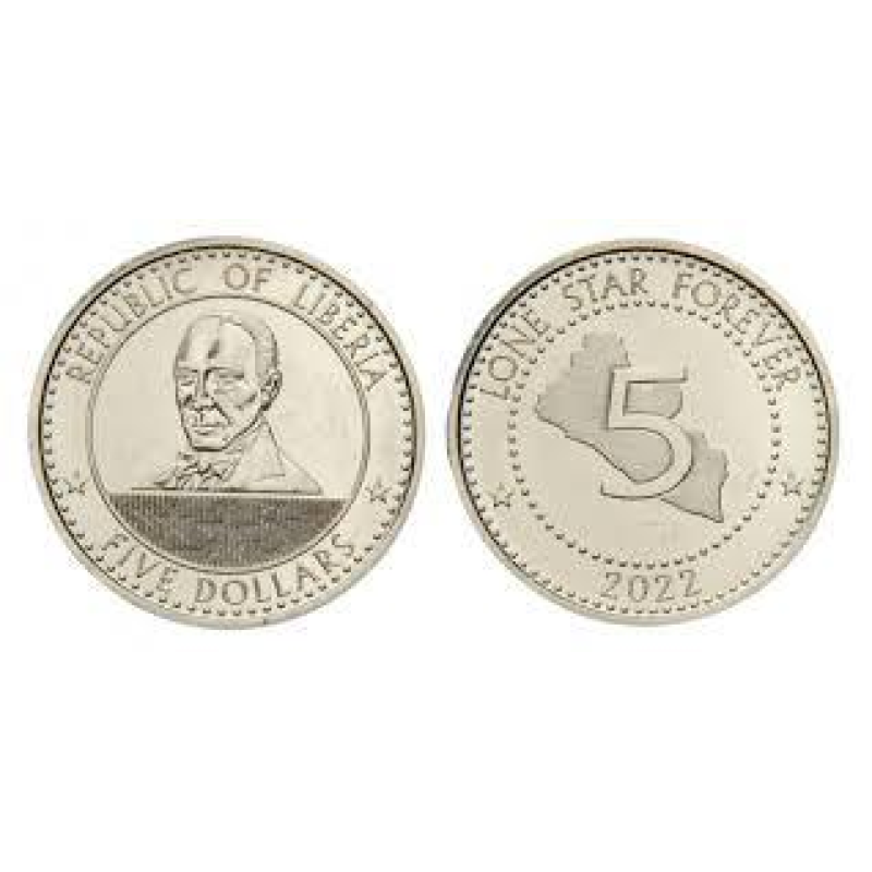 Ліберія 5 доларів 2022 UNC Ліберія 5 доларів 2022 UNC