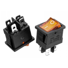 Перемикач Daier KCD1-4-201N, з підсвічуванням, ON-OFF, 4pin, 6A 250V, жовтий