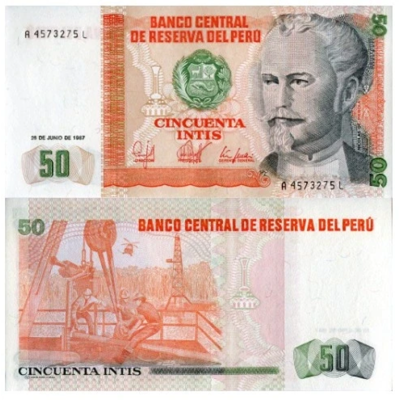 Перу / Peru 50 Intis 1987 Pick 131b UNC Перу / Peru 50 Intis 1987 Pick 131b UNC