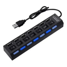 USB HUB на 7 портів USB 2.0, з вимикачами та підсвічуванням, активний