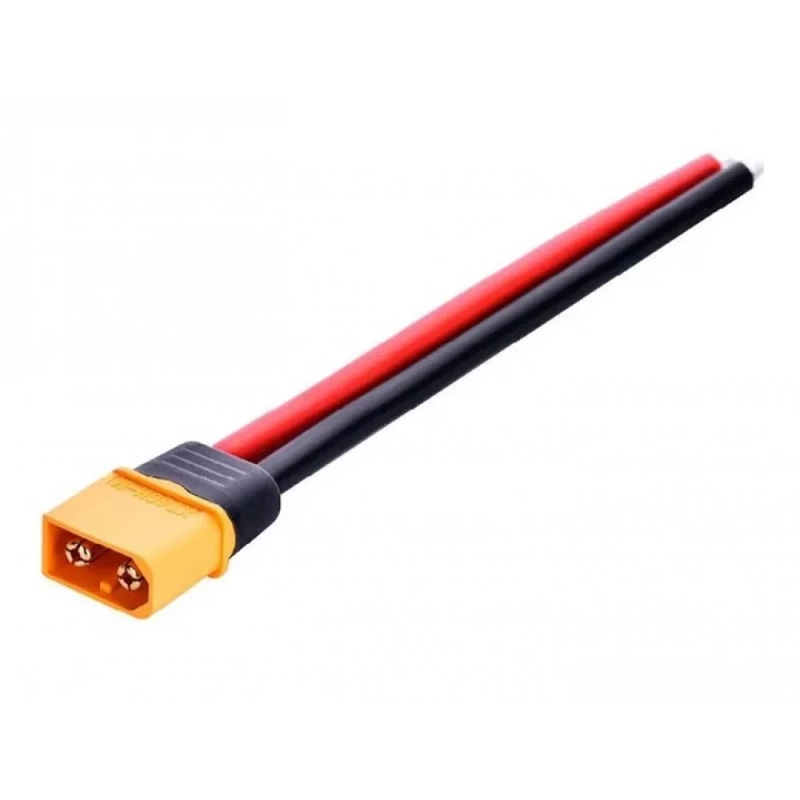Штекер живлення Amass XT60H(M), 500В, 30A/60А, 2-х контактний, з кабелем 14AWG, 0.1м Штекер живлення Amass XT60H(M), 500В, 30A/60А, 2-х контактний, з кабелем 14AWG, 0.1м
