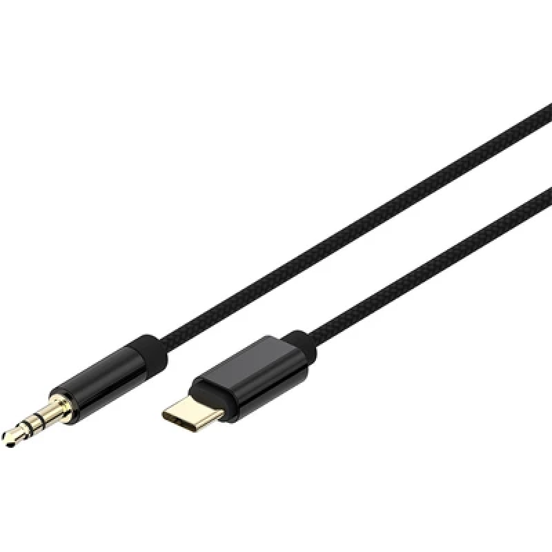 Шнур штекер 3,5мм стерео - штекер USB type C, 1,5м, чорний