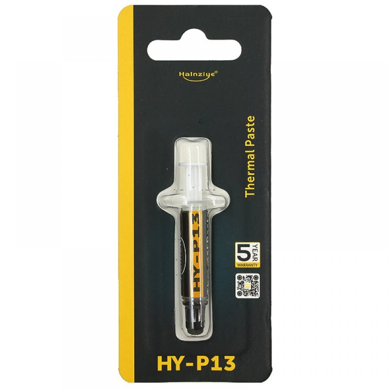 Термопаста HY-P13 Halnziye (теплопровідність 13.4 Вт/мК), 0.5г., шприц, сіра (у блістері) Термопаста HY-P13 Halnziye (теплопровідність 13.4 Вт/мК), 0.5г., шприц, сіра (у блістері)