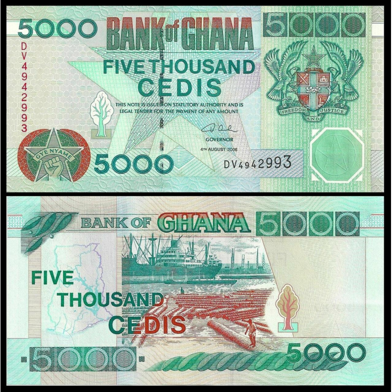 Гана 5000 седі 2006р UNC Р-34j Гана 5000 седі 2006р UNC Р-34j