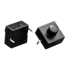 Кнопка натискна чорна 12x12 мм 1 А 250 В з фіксацією PBS-06 SPST 2pin Daier