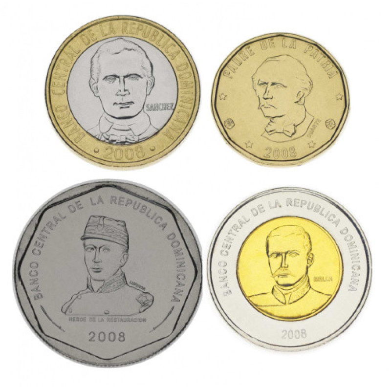 Домінікана набір із 4 монет 2008-2010 UNC 1, 5, 10, 25 песо