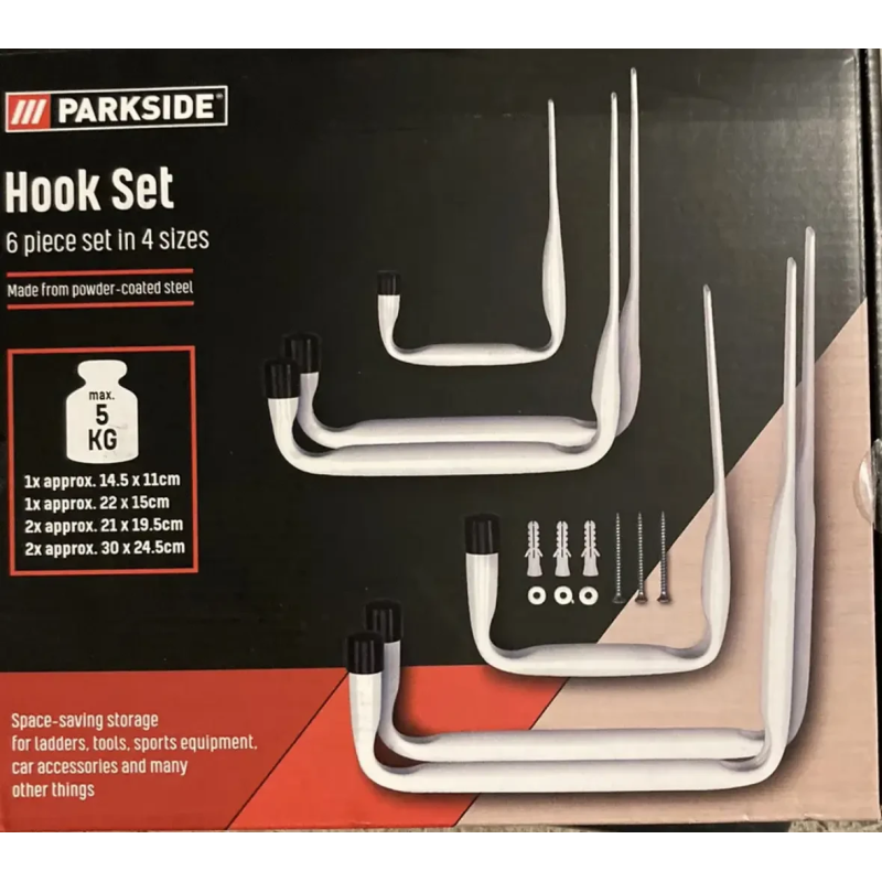 Набір гачків 6 шт. для гаража Parkside Powerfix Profi HG 05092 Набір гачків 6 шт. для гаража Parkside Powerfix Profi HG 05092
