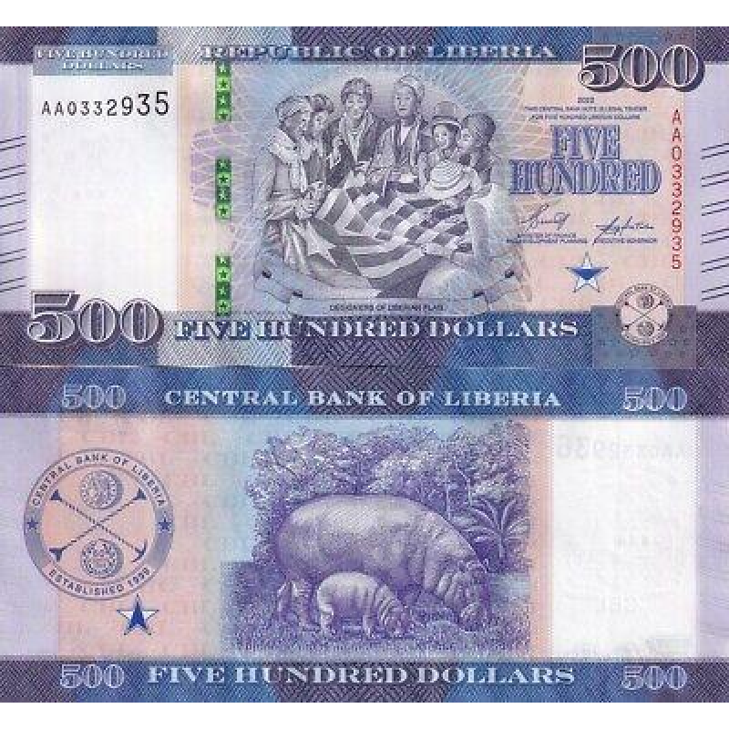 Ліберія / Либерия / Liberia 500 dollars 2022 Pick 42 UNC Ліберія / Либерия / Liberia 500 dollars 2022 Pick 42 UNC