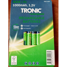 Акумуляторні батареї Micro-NiMH AAA HR03 1000 mAh 1.2v 4 шт зелений TRONIC