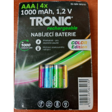 Акумуляторні батареї Micro-NiMH AAA HR03 1000 mAh 1.2v 4 шт кольорові TRONIC