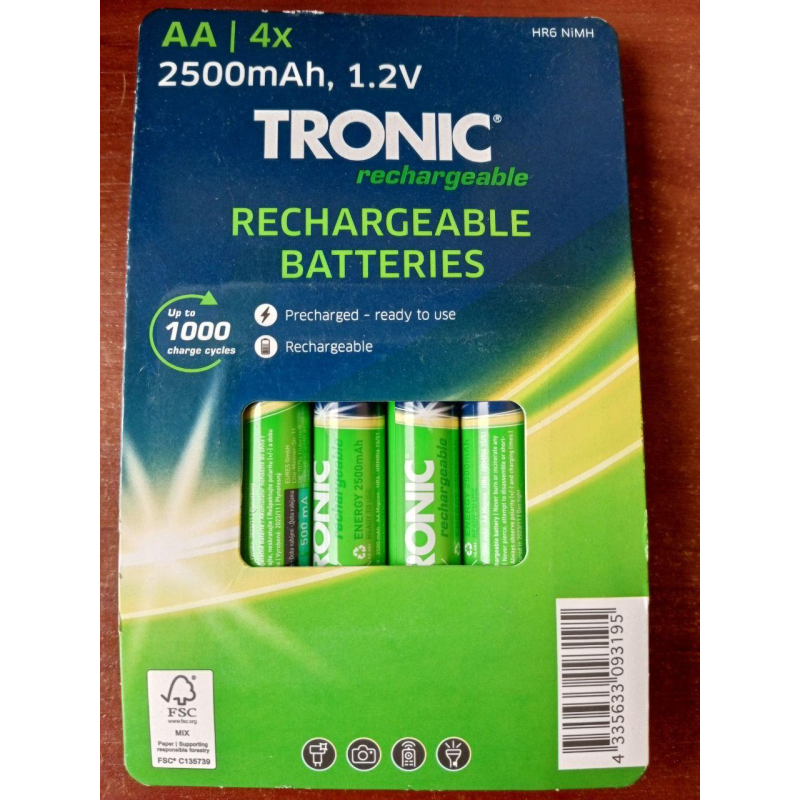 Акумуляторні батареї Micro-NiMH AA HR6 2500 mAh 1.2v 4 шт зелений TRONIC