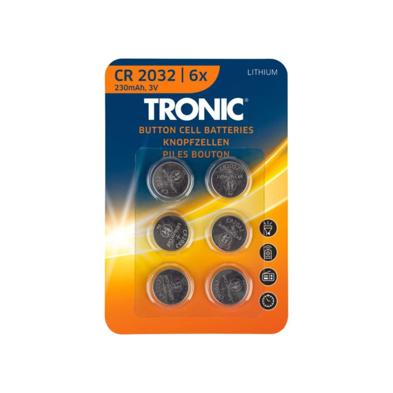 Батарейки Tronic CR 2032 Lithium 3V 6 шт. Батарейки Tronic CR 2032 Lithium 3V 6 шт.