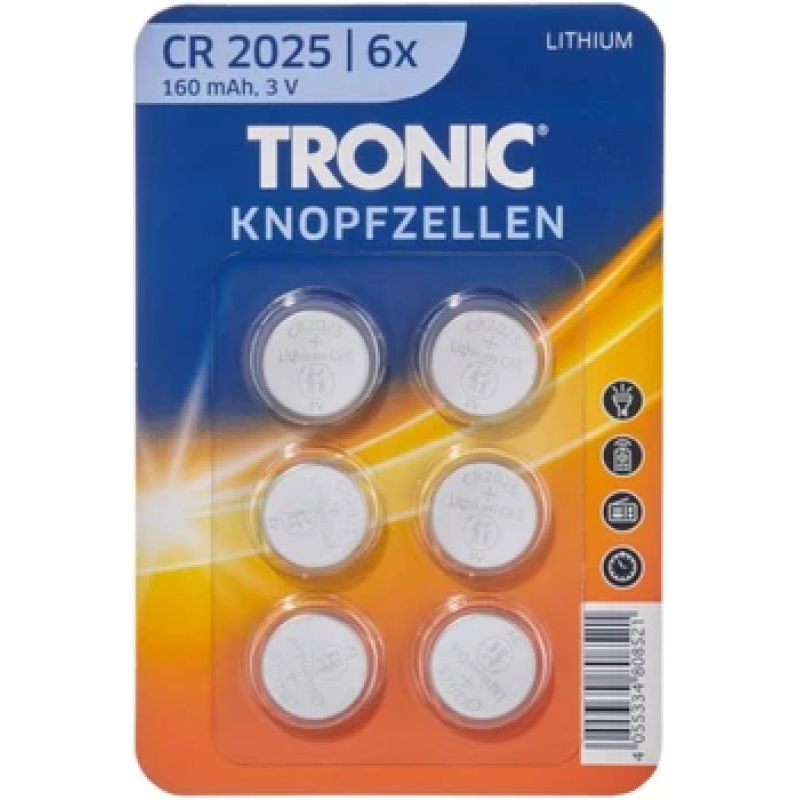 Батарейка Tronic літієва CR2025 блістер 6 шт Батарейка Tronic літієва CR2025 блістер 6 шт