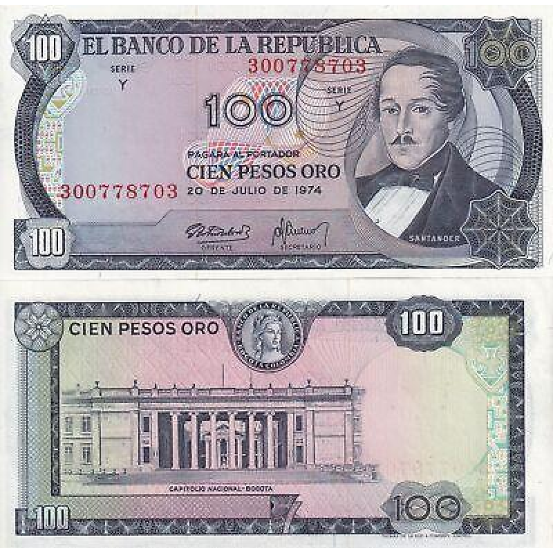 Колумбія/Colombia 100 pesos oro 1974 Pick 415 UNC Колумбія/Colombia 100 pesos oro 1974 Pick 415 UNC