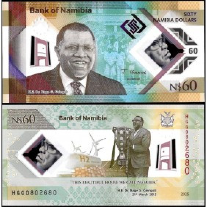 Намібія / Намибия / Namibia 60 dollars 2025 Pick 19 UNC Commemorative Намібія / Намибия / Namibia 60 dollars 2025 Pick 19 UNC Commemorative