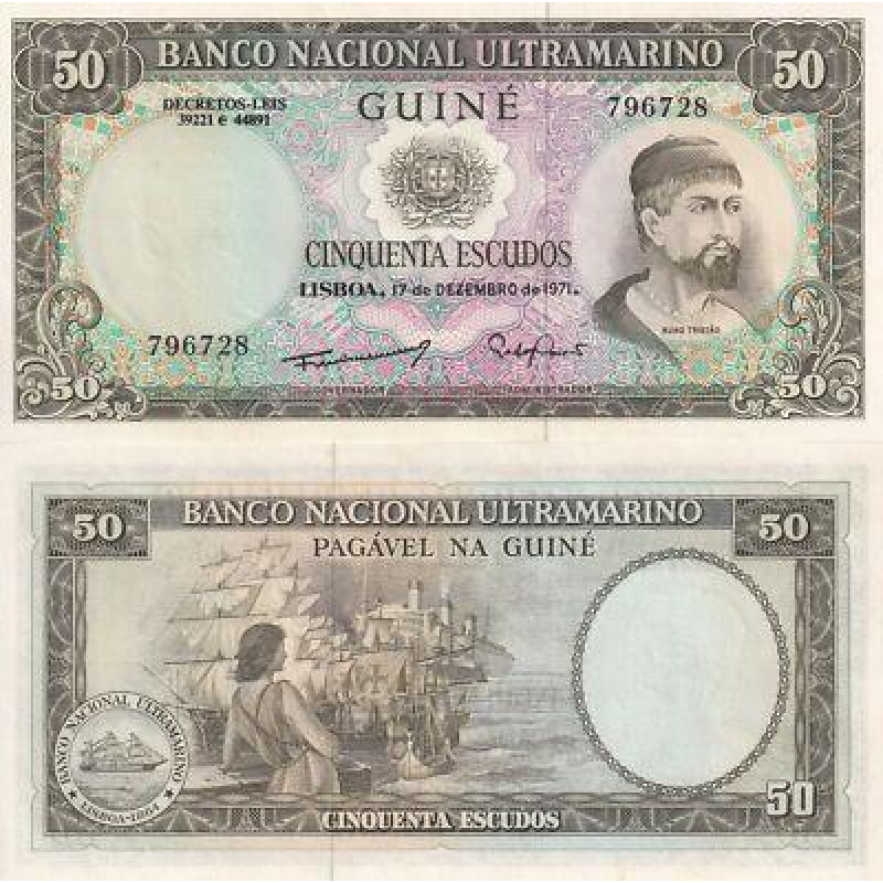 Португальська Гвінея / Португальская Гвинея / Portugal Guinea 50 Escudos 1971 Pick 44a UNC Португальська Гвінея / Португальская Гвинея / Portugal Guinea 50 Escudos 1971 Pick 44a UNC