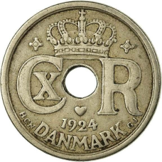 Монета 25 ере. 1924 рік, Данія.