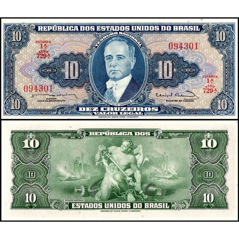 Бразилія/ Бразилія/ Brasil 10 Cruzeiros (1961; 1963) Pick 167b UNC Бразилія/ Бразилія/ Brasil 10 Cruzeiros (1961; 1963) Pick 167b UNC