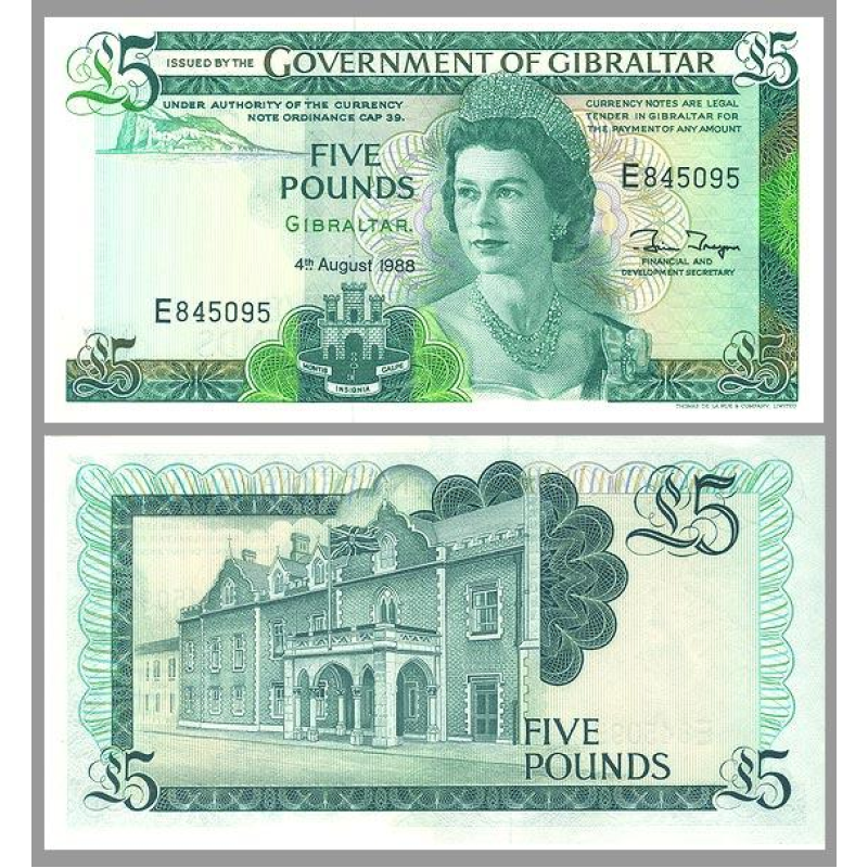 Гібралтар / Гибралтар / Gibraltar 5 pounds 1988 Pick 21b UNC Гібралтар / Гибралтар / Gibraltar 5 pounds 1988 Pick 21b UNC