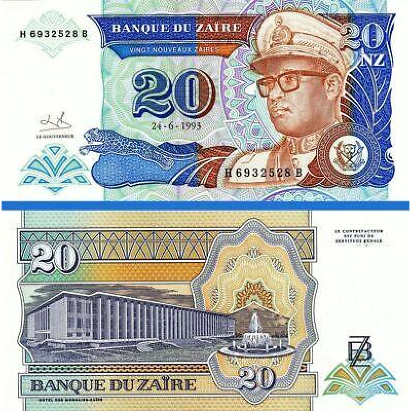Заїр / Заир / Zaїre 20 Nouveaux Zaires 1993 Pick 56 UNC Заїр / Заир / Zaїre 20 Nouveaux Zaires 1993 Pick 56 UNC