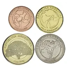 Argentina Аргентина набор 4 монеты 1 2 5 10 Pesos 2017 - 2019 UNC