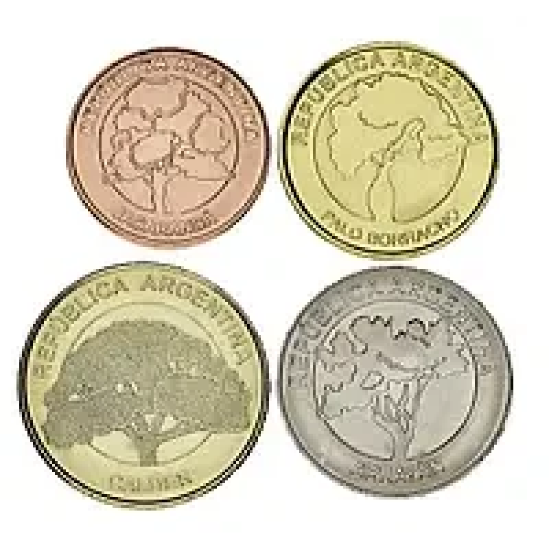 Argentina Аргентина набор 4 монеты 1 2 5 10 Pesos 2017 - 2019 UNC Argentina Аргентина набор 4 монеты 1 2 5 10 Pesos 2017 - 2019 UNC