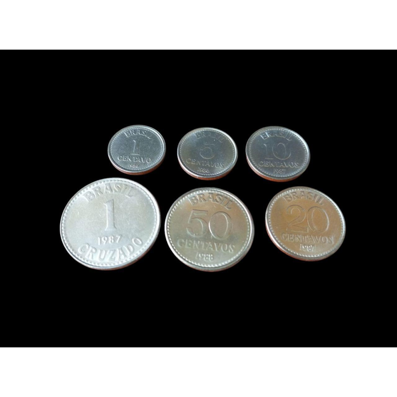 Brazil Бразилія набір 6 монет 1 5 10 20 50 Centavos 1 Cruzado 1986 — 1988 UNC Brazil Бразилія набір 6 монет 1 5 10 20 50 Centavos 1 Cruzado 1986 — 1988 UNC