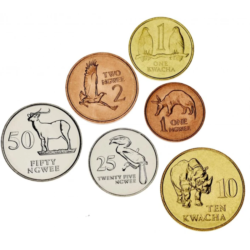 Zambia94a набір 6 монет 1 2 25 50 Ngwee 1 10 Kwacha 1983 — 1992 UNC Zambia94a набір 6 монет 1 2 25 50 Ngwee 1 10 Kwacha 1983 — 1992 UNC