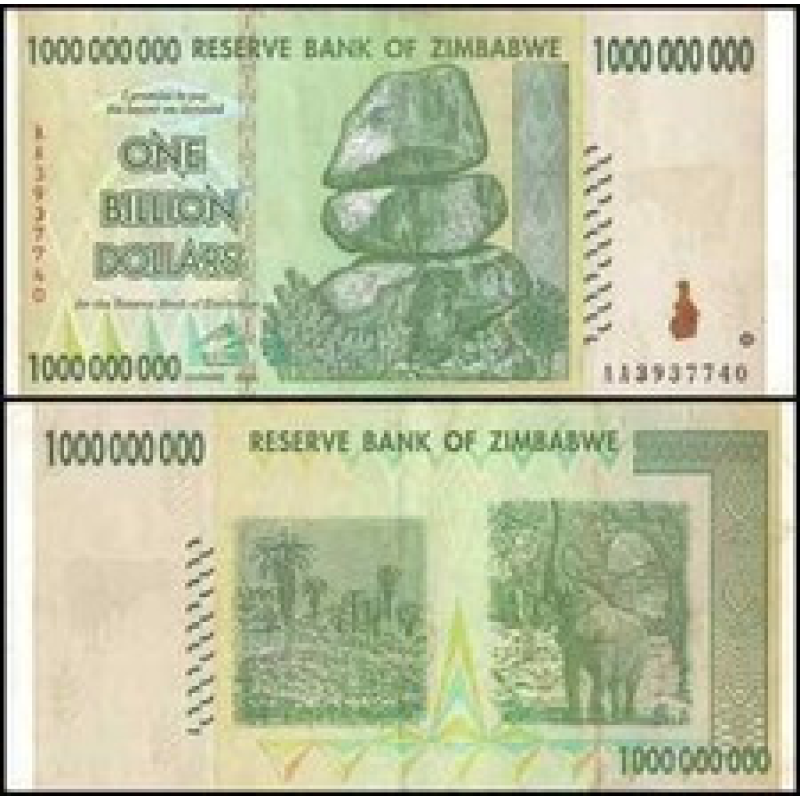 Zimbabweмбаy 1000000000 Dollars 2008 UNC Zimbabweмбаy 1000000000 Dollars 2008 UNC
