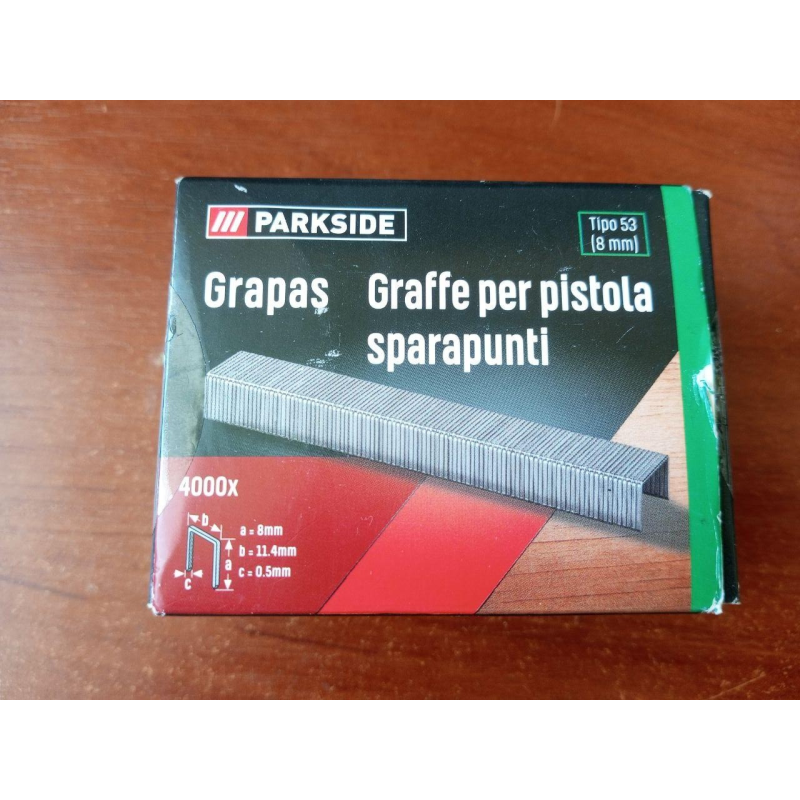 Скобі Parkside PAT 4 Тип 53 8 мм 4000 шт Німеччина Скобі Parkside PAT 4 Тип 53 8 мм 4000 шт Німеччина