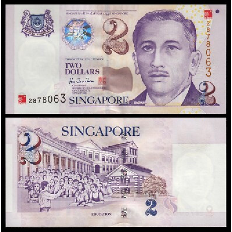 Сінгапур / Сингапур / Singapore 2 Dollars 2000 Pick 45 UNC Сінгапур / Сингапур / Singapore 2 Dollars 2000 Pick 45 UNC