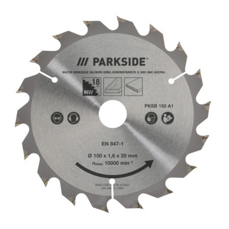 Полотно для дискової пилки Parkside PKSB 150 А1 з 18 зубами (150х1,6х20 мм) Полотно для дискової пилки Parkside PKSB 150 А1 з 18 зубами (150х1,6х20 мм)