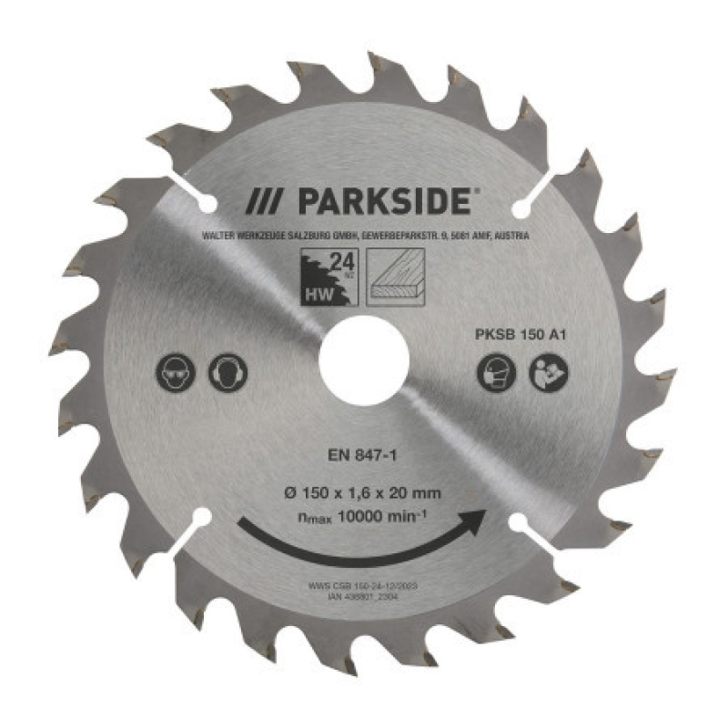 Полотно для дискової пилки Parkside PKSB 150 А1 з 24 зубами (150х1,6х20 мм) Полотно для дискової пилки Parkside PKSB 150 А1 з 24 зубами (150х1,6х20 мм)