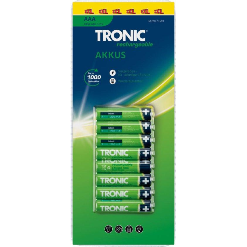 Акумуляторні батареї Tronic, AAA 1000 мА·год, NiMH, 8 шт. Акумуляторні батареї Tronic, AAA 1000 мА·год, NiMH, 8 шт.