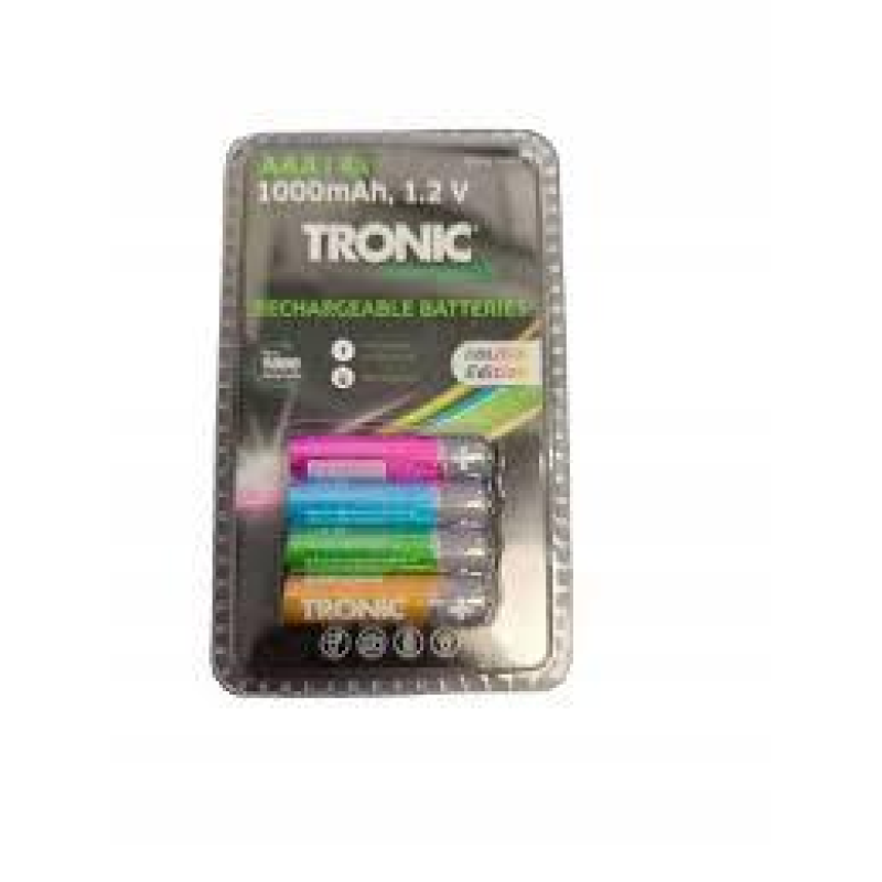 Акумуляторні батареї Micro-NiMH AAA HR03 1000 mAh 1.2v 4 шт кольорові TRONIC Акумуляторні батареї Micro-NiMH AAA HR03 1000 mAh 1.2v 4 шт кольорові TRONIC