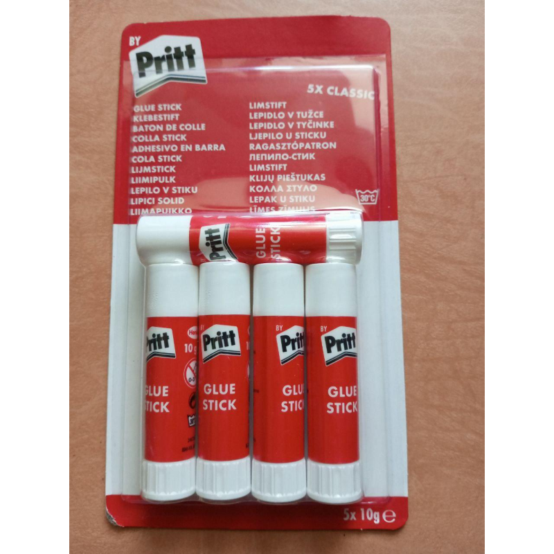 Клей-олівець, набір 5 шт по 10 гр, Pritt білий з зеленим  Німетчина