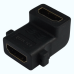 Перехідник , гніздо HDMI - гніздо HDMI, gold, кутовий