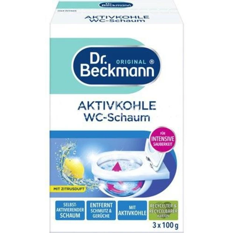 Піна для чищення унітаза з активованим вугіллям Dr. Beckmann, 3 пакетики по 100 г