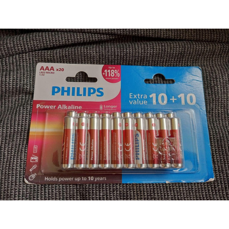 Набір батарейок Philips ААA Power Alkaline, 20 шт. Набір батарейок Philips ААA Power Alkaline, 20 шт.