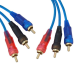 Шнур з“єднувальний , 3 RCA х 3 RCA, gold, діам.- 3+3+3мм, прозоро-синій, 3м