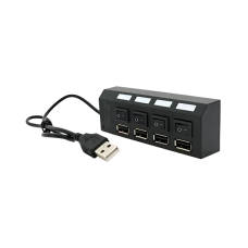 USB HUB на 4 порти USB 2.0, з вимикачами та підсвічуванням, активний (в блістері)