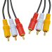 Шнур з“єднувальний , 3RCA х 3RCA, gold, 4х12мм, 1,2 м, чорний
