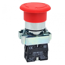 Кнопка “грибок“ Daier XB2-BC542, ON-OFF, з фіксацією, 2pin, 3A 250V, червона