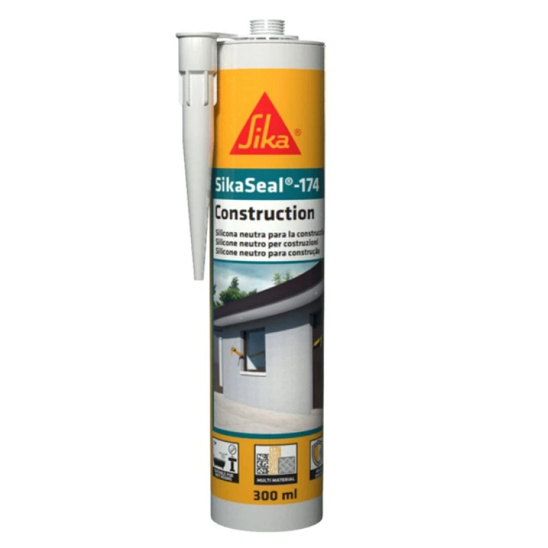 Силіконовий герметик-клей Sika SikaSeal®-174 для віконних і дверних коробок прозорий 300 мл Силіконовий герметик-клей Sika SikaSeal®-174 для віконних і дверних коробок прозорий 300 мл