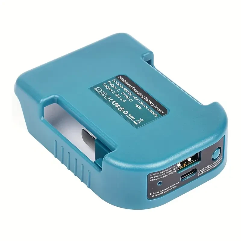 Адаптер для батарей Makita 18V з USB та PD Type-C зарядкою - Швидке живлення для літійних батарей 18V MAX (Тільки адаптер) Адаптер для батарей Makita 18V з USB та PD Type-C зарядкою - Швидке живлення для літійних батарей 18V MAX (Тільки адаптер)