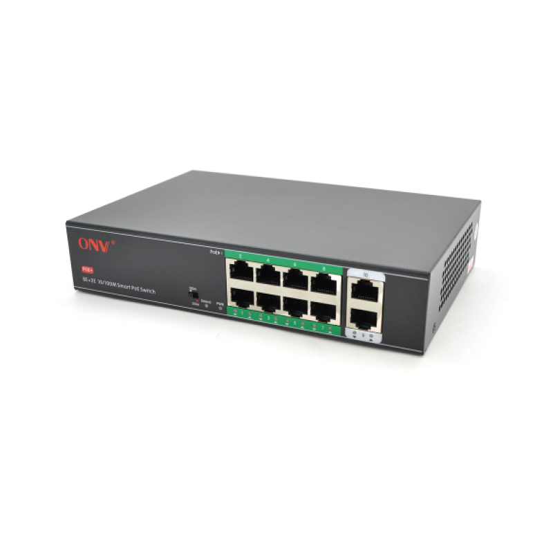 8-портовий PoE-комутатор з автоперезапуском ONV-H1108PSD, 8хРоЕ 100 Мбіт + 2хUplink 100 Мбіт до 250 мм, IEEE802.3af/at