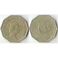 Belize Беліз — 1 долар 2000,03,12,1991 Беліз