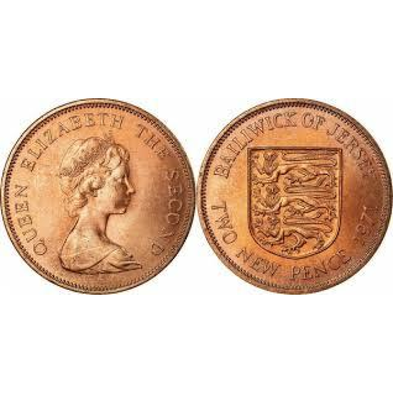 2 нових пенса 1971 - 1980, Джерсі 2 нових пенса 1971 - 1980, Джерсі