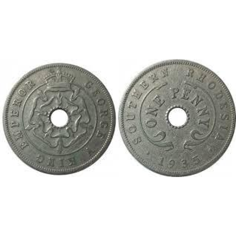 1 пенні 1934,5,6,7, Південна Родезія 1 пенні 1934,5,6,7, Південна Родезія